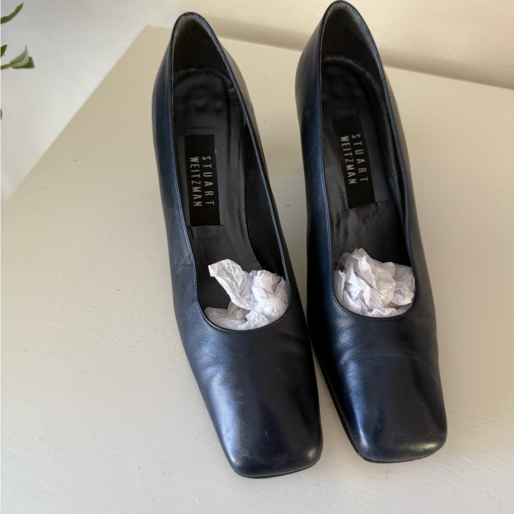 Stuart Weitzman Navy Leather Heels